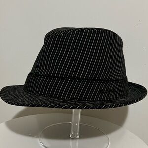 Ben Sherman Black Pinstripe Fedora Hat